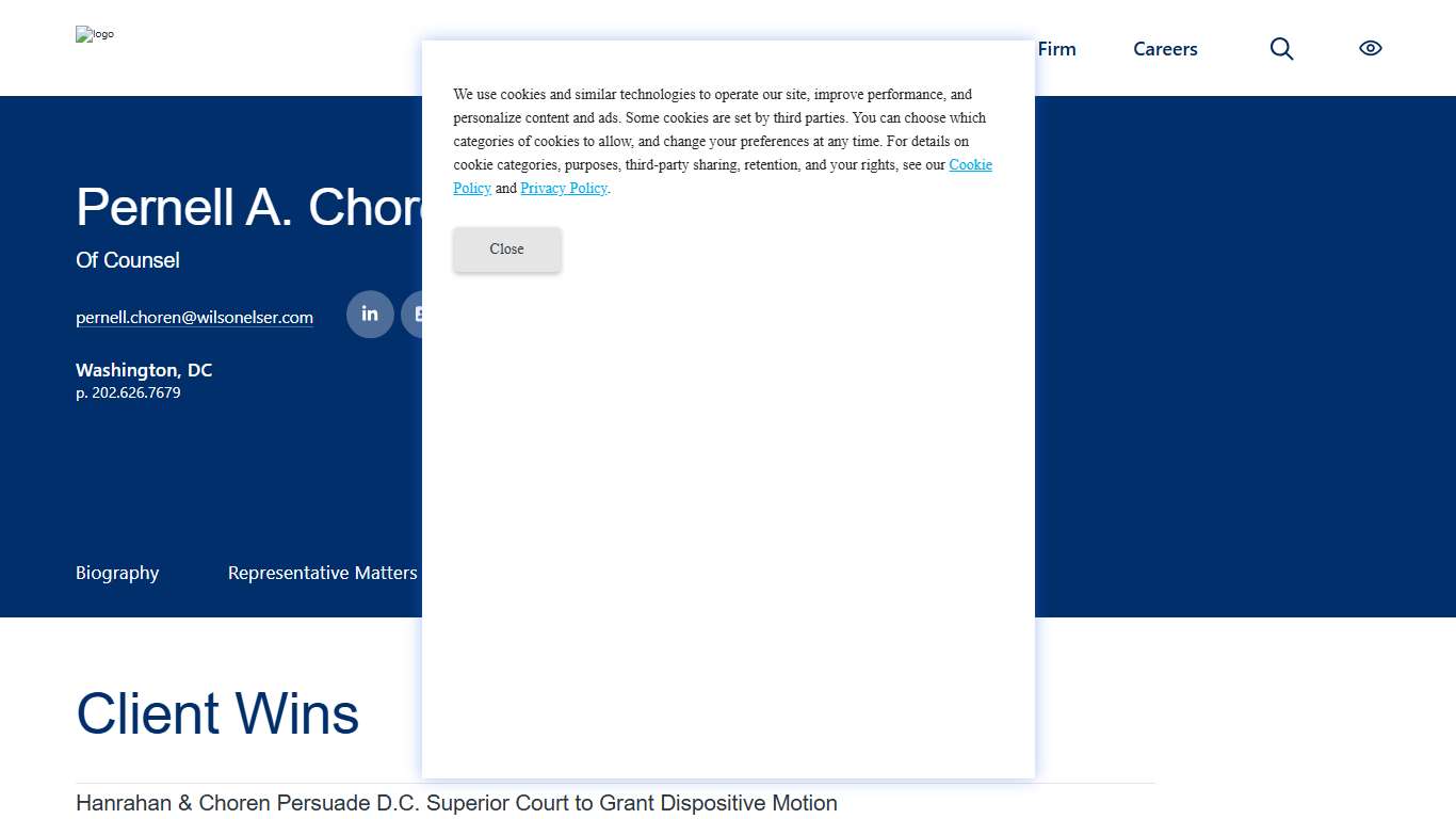 Client Wins Pernell A. Choren Wilson Elser