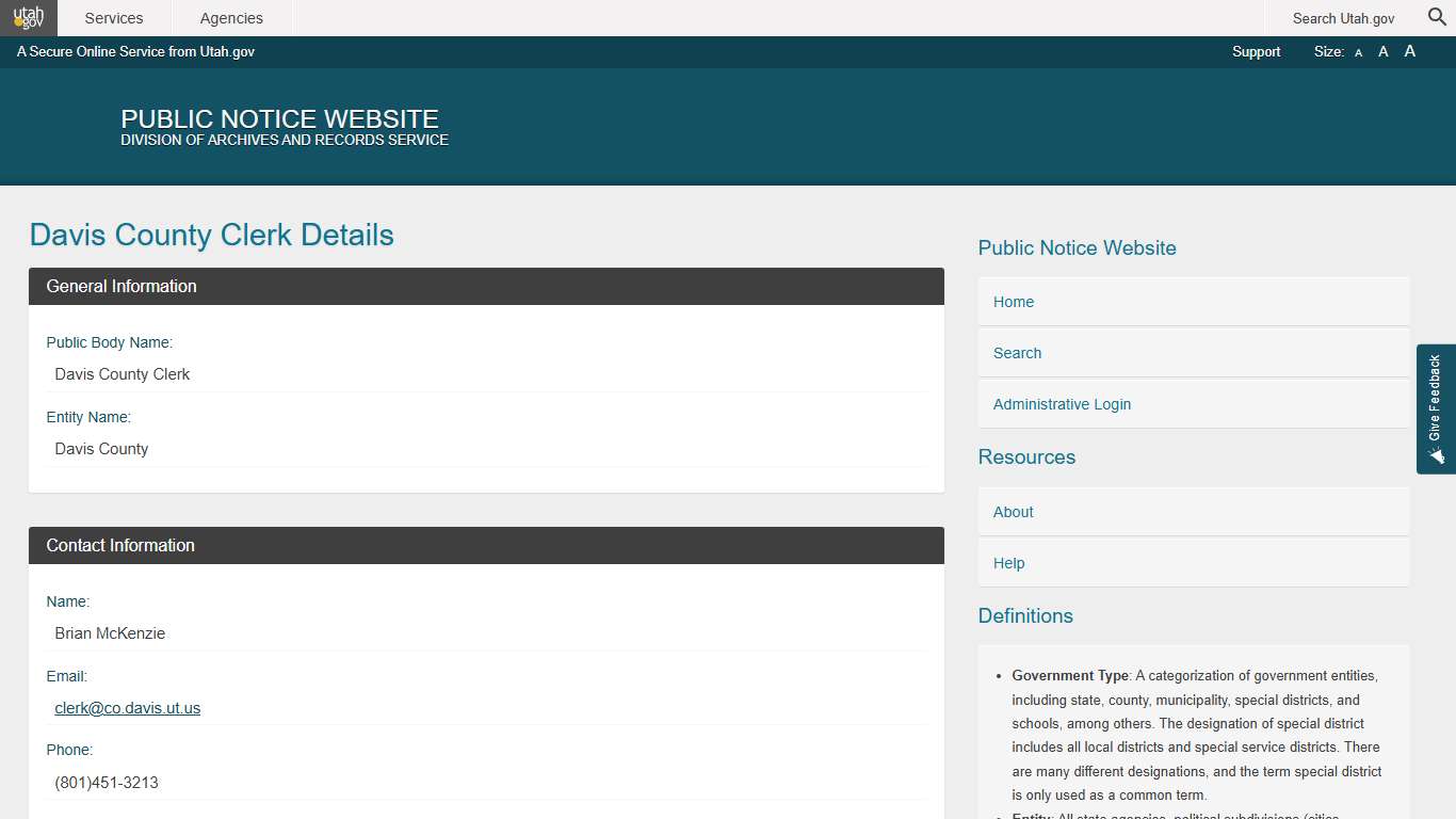 Public Body Public Notice Website